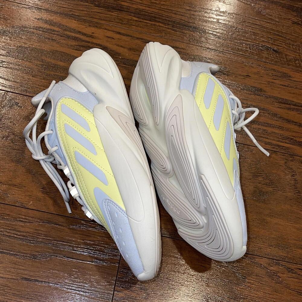 Kids Adidas Ozelia J Shoes Sneakers White Gray Yellow Size 3.5 Youth - Picture 5 of 9